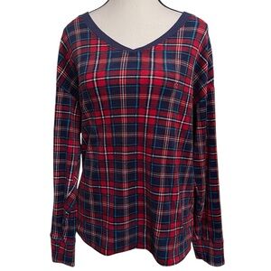 Nautica Super Soft Tartan Plaid Long Sleeve Pajama Top Warm Loungewear S